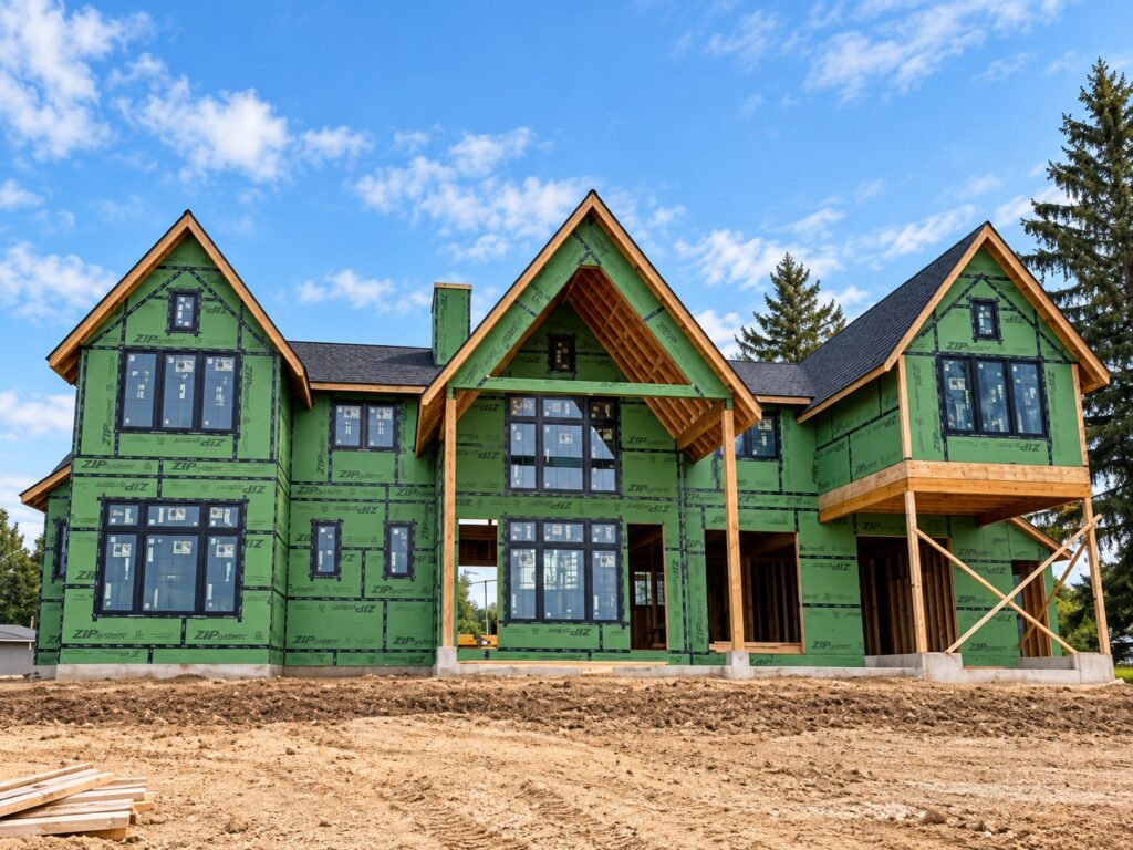 The Lakeview Estate, a custom home under construction featuring new Hannapel windows and doors