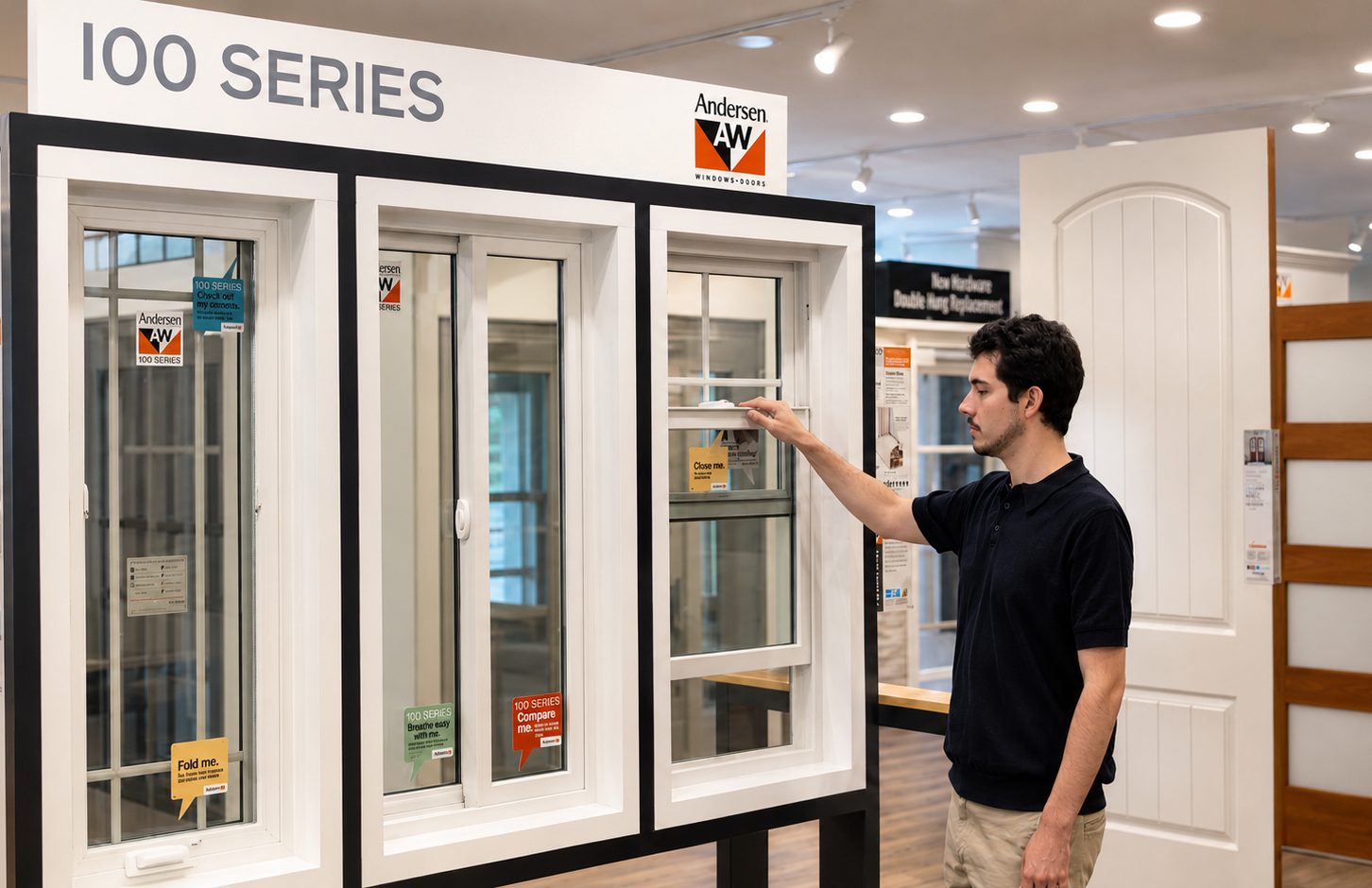Andersen windows on display in the Hannapel showroom