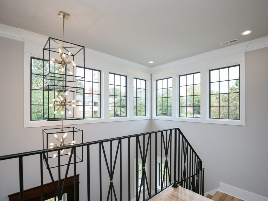 stairwell with windows