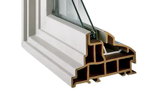 Andersen 100 Series window cross-section showing the Fibrex frame construction