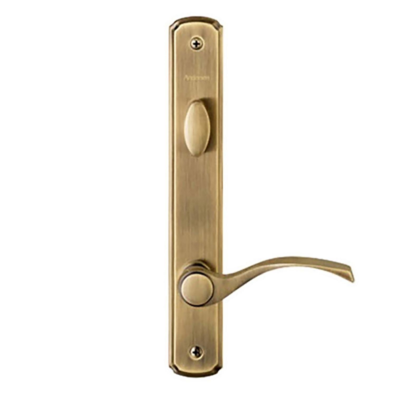 Andersen Newbury assembled hardware in Antique Brass — 200 Series, 400 Series, A-Series & E-Series · hinged