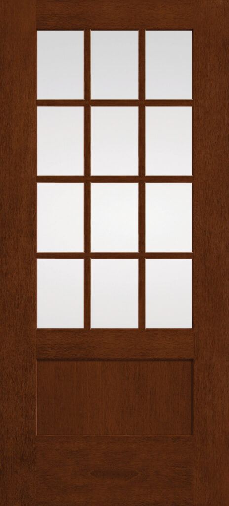 Therma-Tru Fiber-Classic Mahogany FCM7512 3/4-lite shaker door with clear 12-lite divided glass