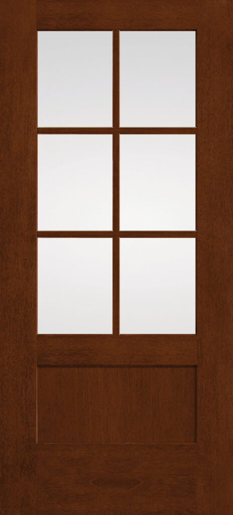 Therma-Tru Fiber-Classic Mahogany FCM7560 3/4-lite shaker door with clear 6-lite divided glass