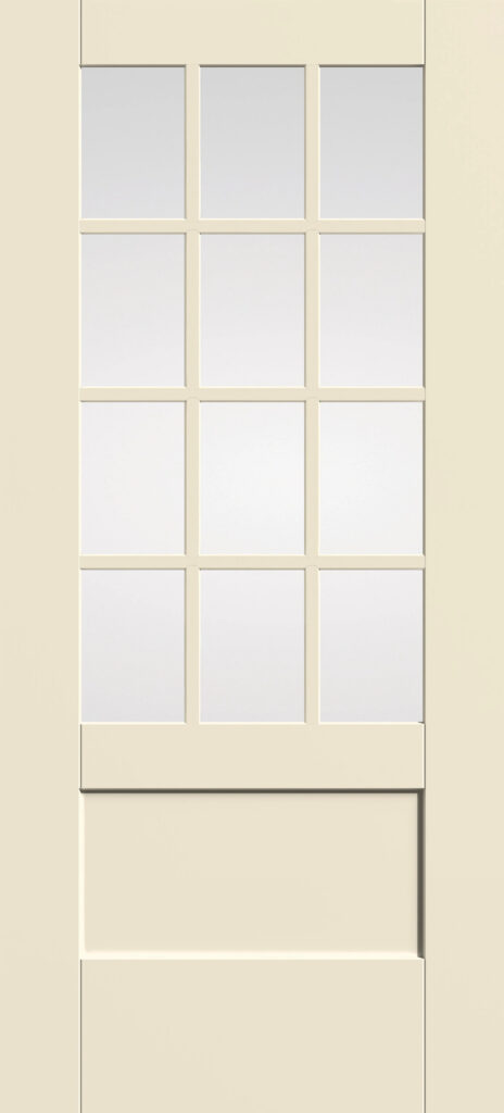 Therma-Tru Smooth-Star S7512 3/4-lite shaker door with clear 12-lite divided glass