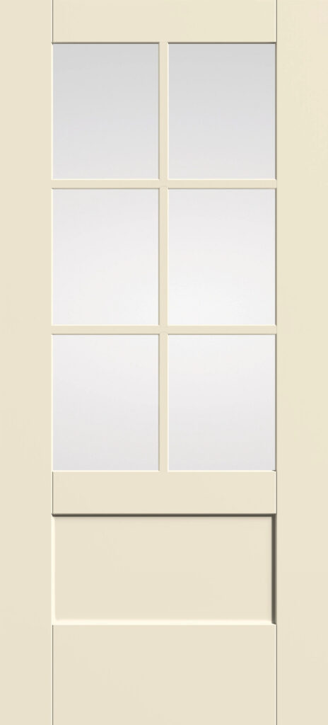 Therma-Tru Smooth-Star S7560 3/4-lite shaker door with clear 6-lite divided glass